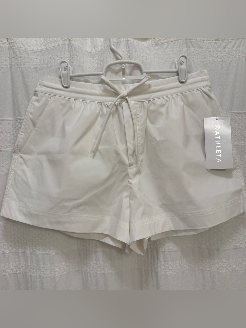 NWT Athleta Drift Poplin Short White Womens Medium UPF40 Elastic Tie Waist